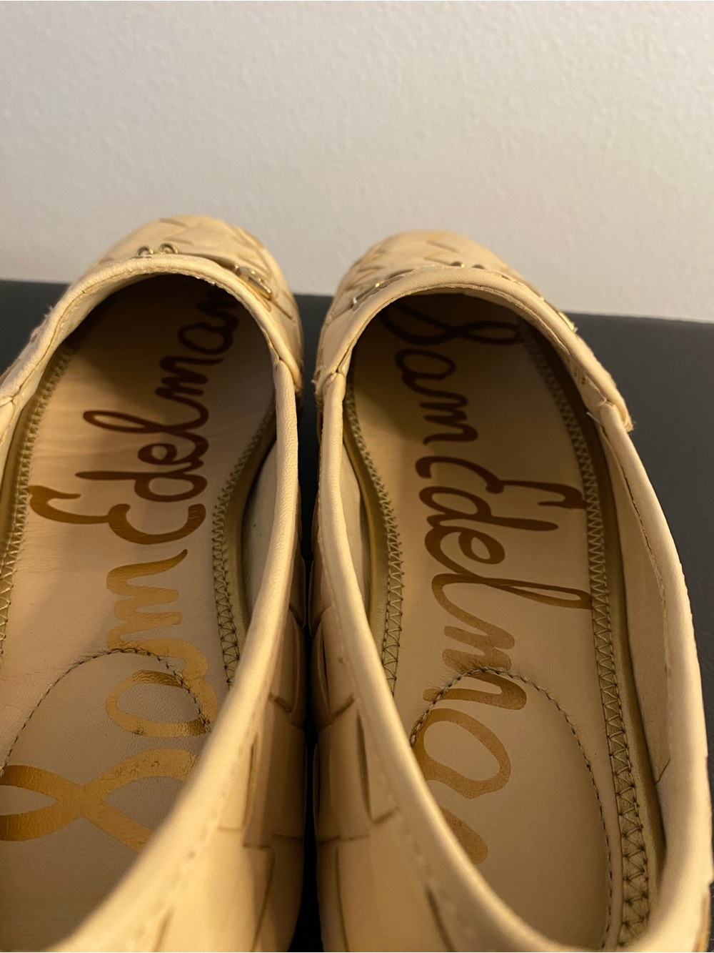 Sam Edelman womans Woven Leather Loafers in Cream with Gold Bit - Picture 3 of 12